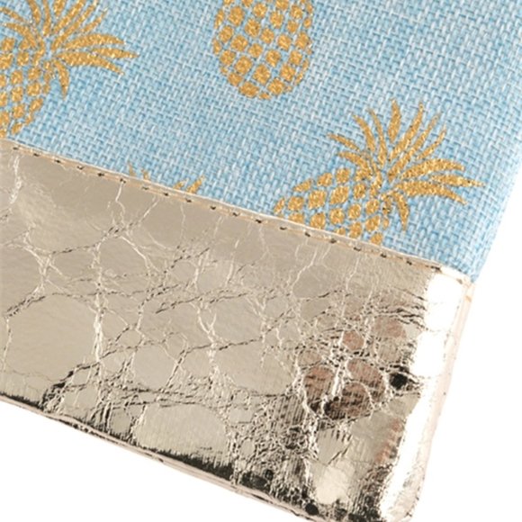 BLUE PINEAPPLE METALLIC PRINT WRISTLET BAG - Picture 2 of 2